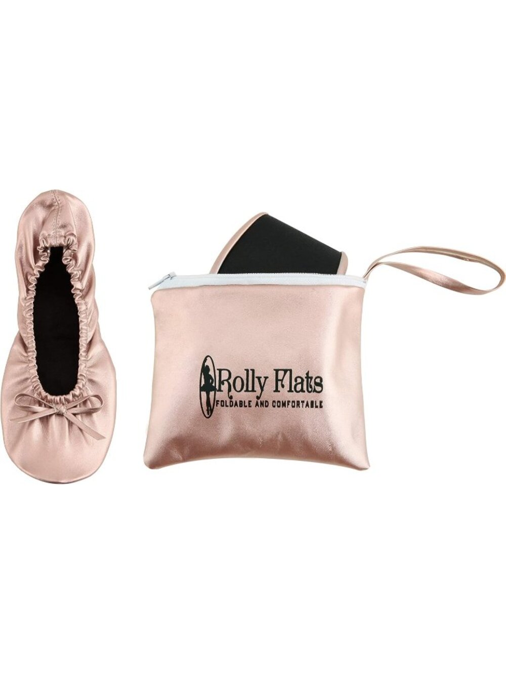 Women's Rose Gold Fit in Your Purse Round Toe Casual Foldable Ballet Flat Shoes